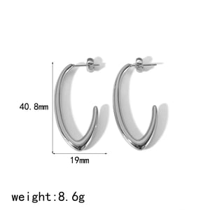 1 Paar schlichte, schicke Ohrstecker für Damen aus Edelstahl in C-Form, 18 Karat vergoldet h5 Bild3